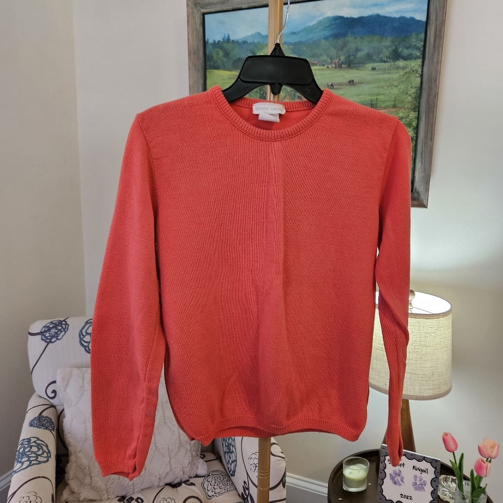 Pierre Cardin Vibrant Peach Sweater Vintage 90s Sz Sm